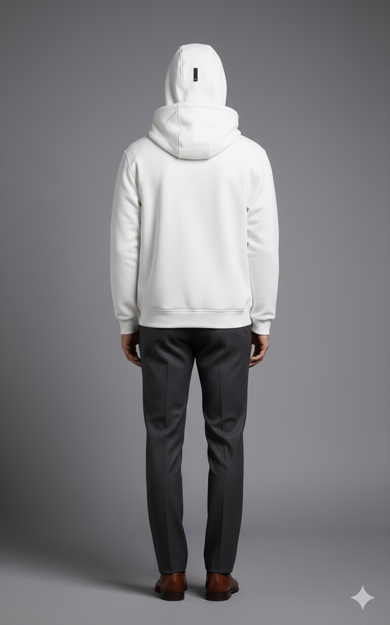 Casual Off-White Performance Jacket with Adjustable Hood - Image 2